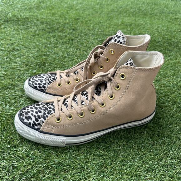 Converse All Star Hi Chuck Taylor Cheetah Pony Hair Suede Mens 8 Womens 10 - Picture 2 of 9